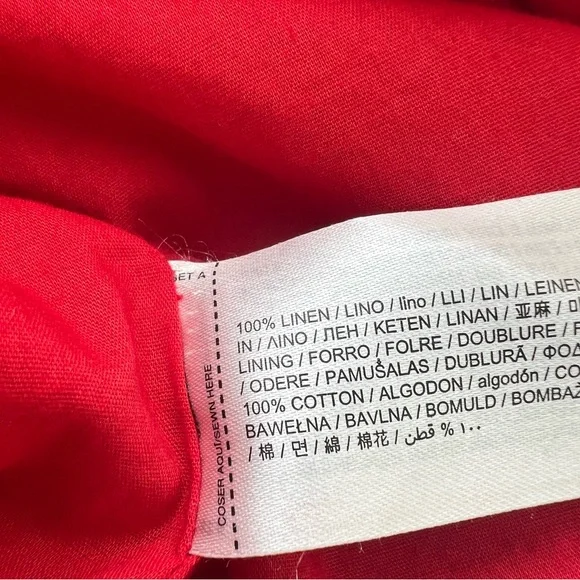 Mango Red Ruffle Linen Mini Dress - Picture 6 of 6